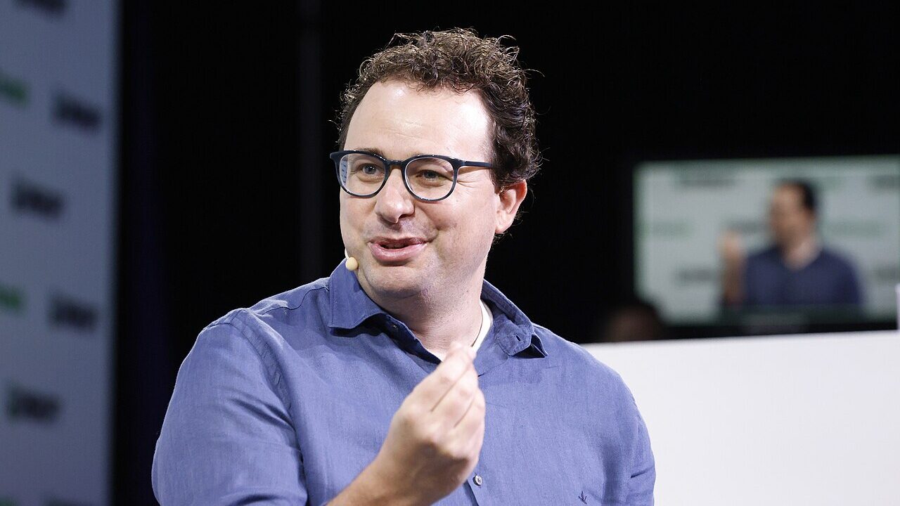 Anthropic CEO Dario Amodei speaking at TechCrunch Disrupt 2023