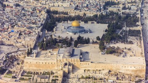 Aerial view of Jerusalem and the Temple Mount