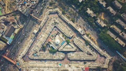 Aerial view of Dhaka New Market in Bangladesh