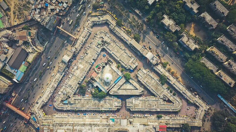 Aerial view of Dhaka New Market in Bangladesh