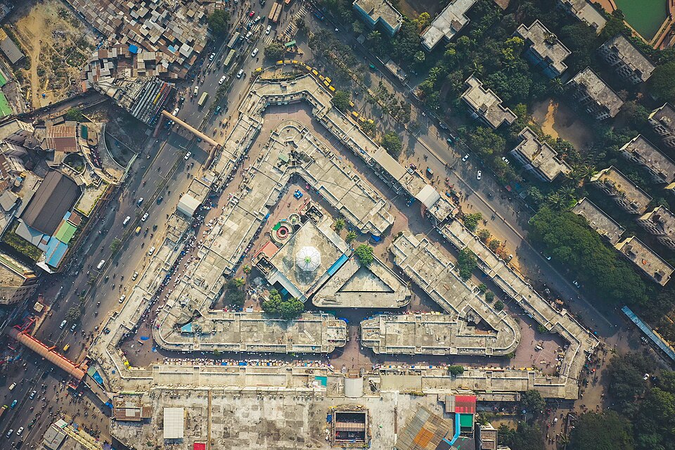 Aerial view of Dhaka New Market in Bangladesh