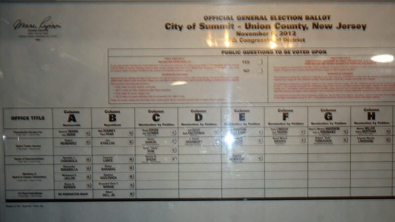 United States general election voting booth ballot 2012