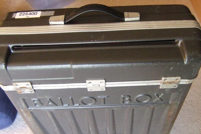 A ballot box used for collecting votes in US elections